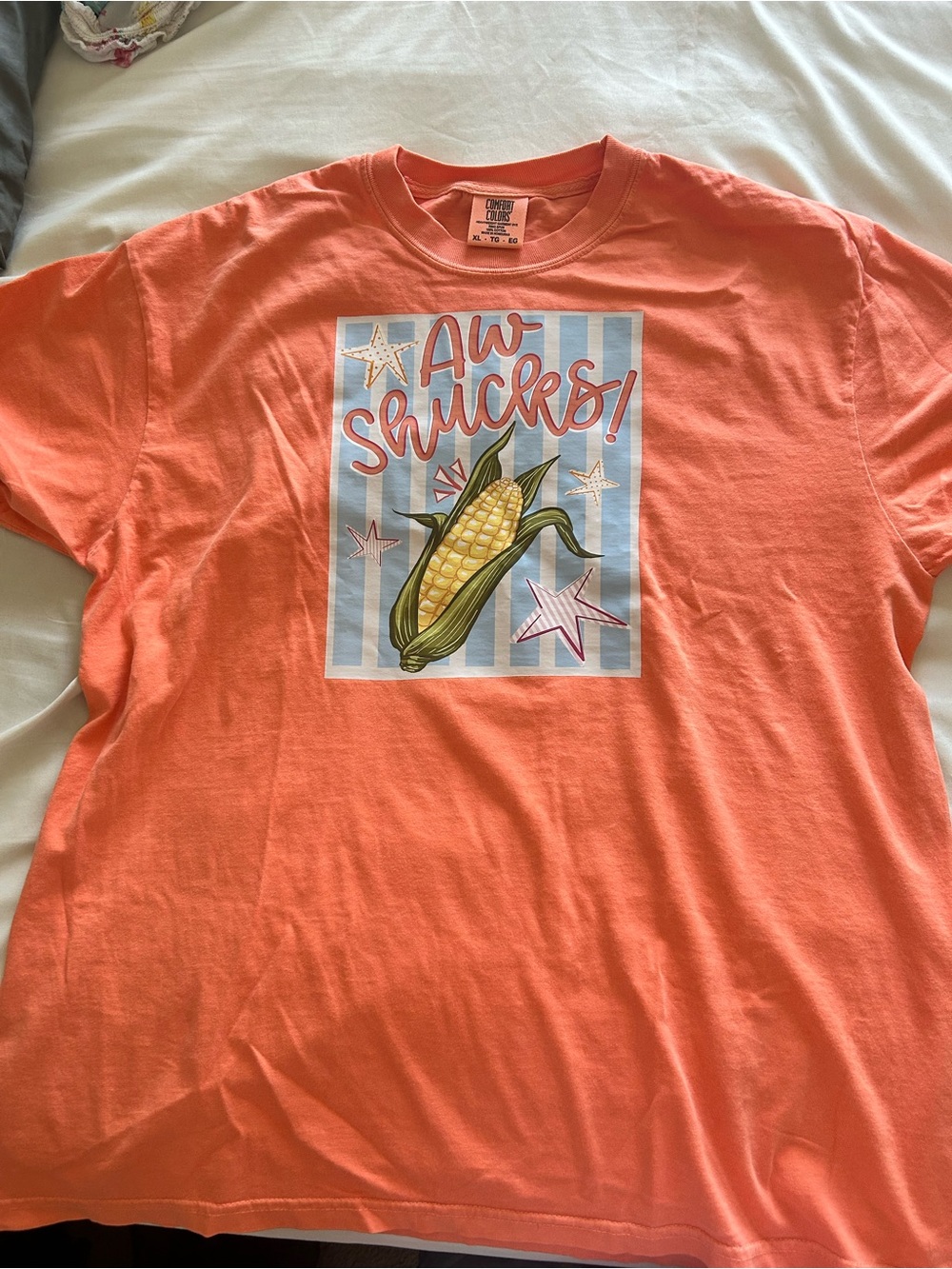 Aw Shucks! Corn Graphic Tee - Coral